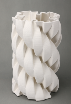 3D Printed Braided Ceramic Vase – White Sculptural Porcelain Vase
