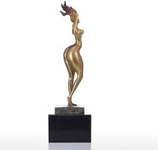 Retro-style elegant lady figurine large gold size
